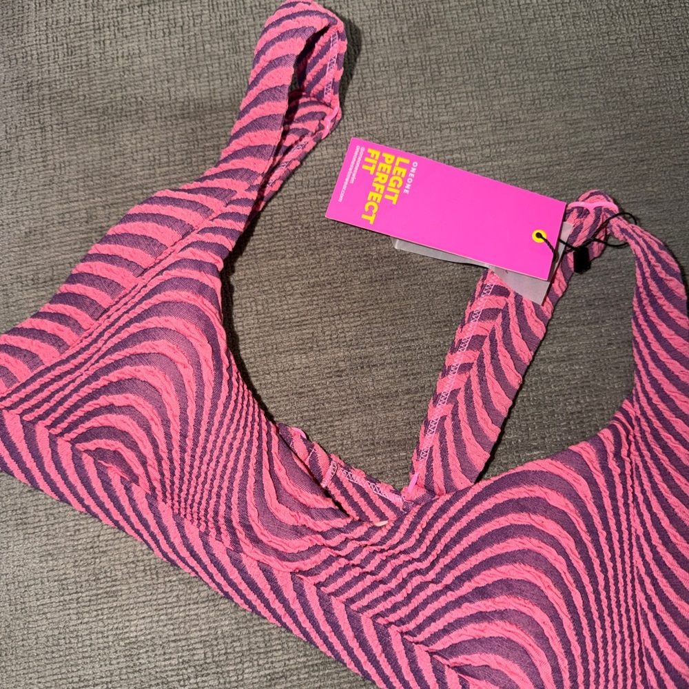 Stylish Pink and Black Bikini Top